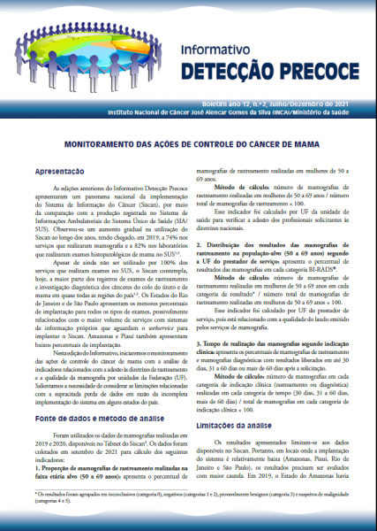 Página inicial do Informativo Detecção Precoce 2 2021 Primeira página do Informativo Detecção Precoce 2 2021